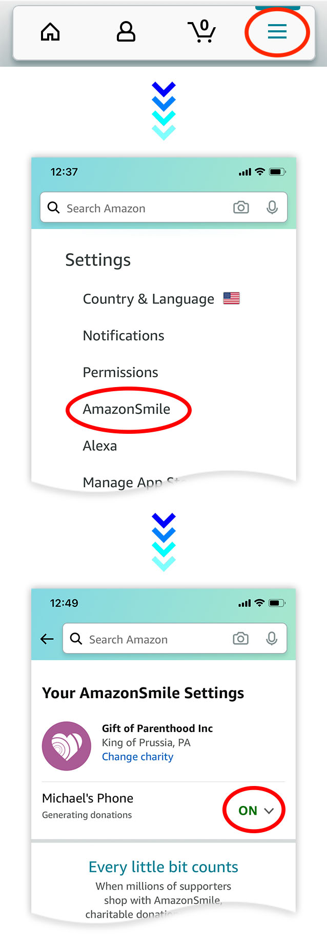Amazon Smile Instructions Gift of Parenthood