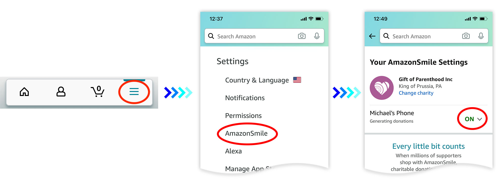 Amazon Smile Instructions Gift of Parenthood